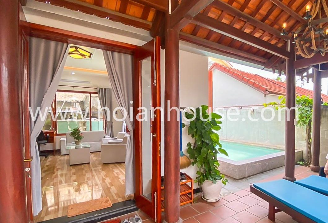 Neat And Clean 2 Bedroom, 3 Bathroom House With Swimming Pool For Rent In Very Nice Cam Thanh Neighborhood.(15 Million Vnd/month Approximately $640)(hah572)
